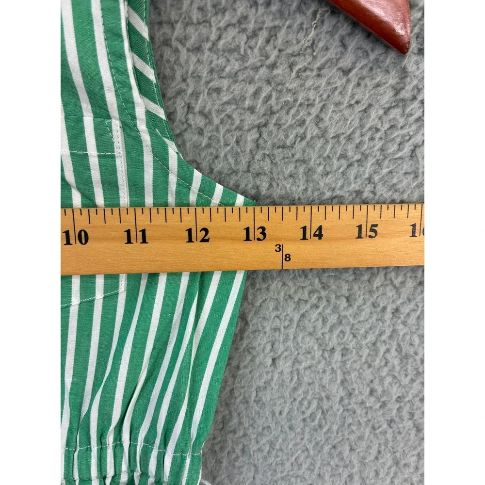 Crewcuts Sleeveless Shirt Dress Girls 6 Green White Striped Preppy Casual NWT
